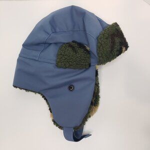 Amazon Basics Youth Trapper Hat Blue/Camo NWT One Size
